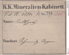 Etiketten zu Calcit (NHMW-MIN-Am390)